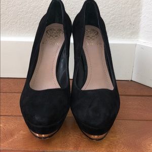 Vince Camuto Black Suede Platform Pumps